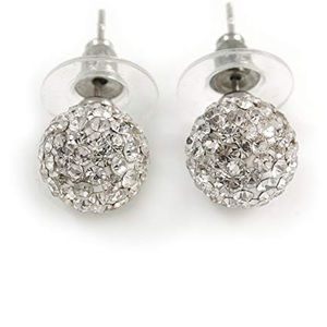 Swarovski clear crystal ball studded earrings